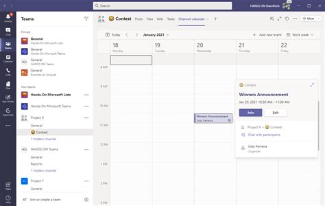 microsoft teams calendar channels